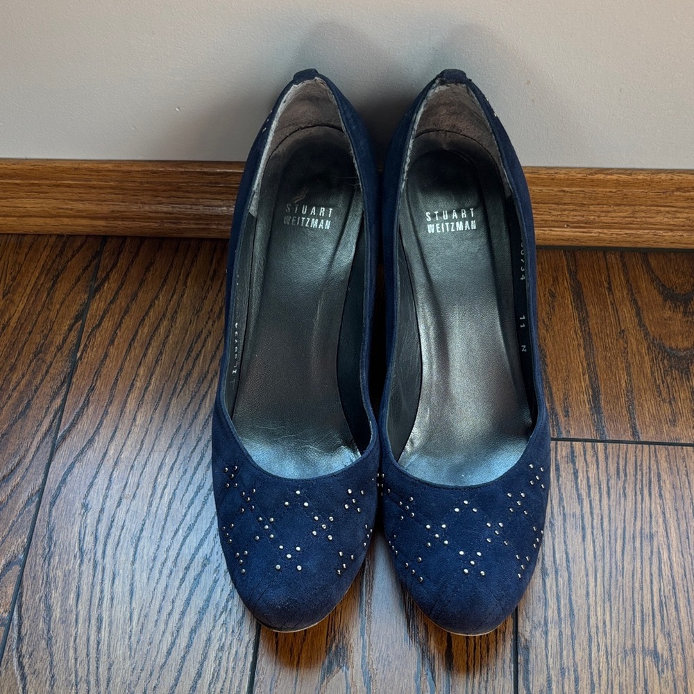 Stuart Weitzman Dark Blue Embellished Heels